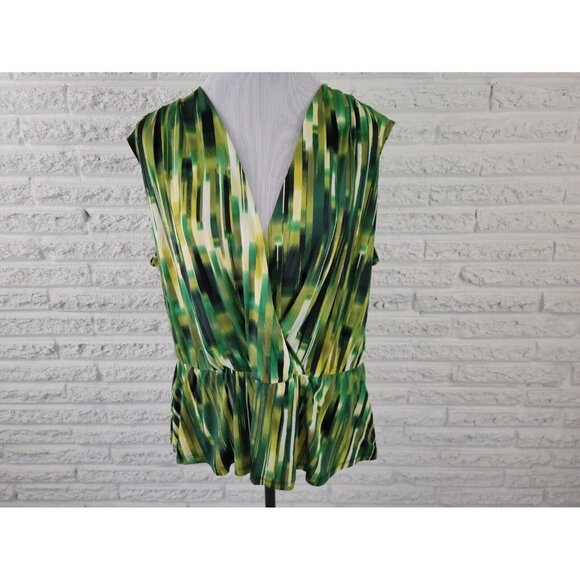 Worthington Womens Top 1X Plus Sleeveless Draped Neck Green WAT8XE - Picture 1 of 8